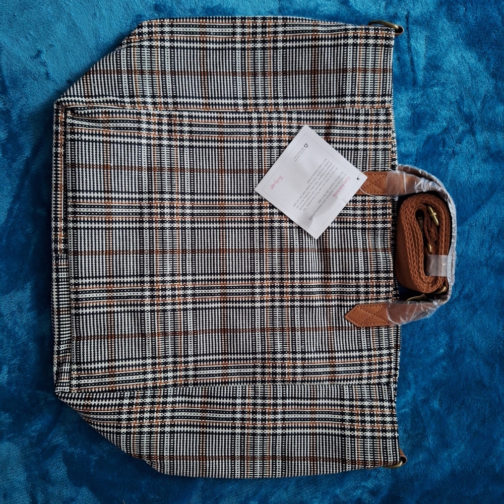Thirty-one Plaid About You Weave Casual Crossbody Tote NWT